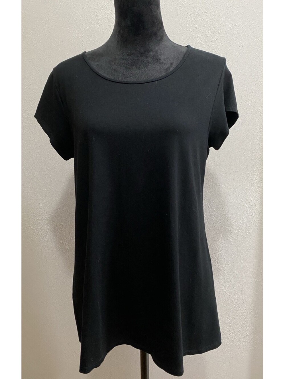 Eileen Fisher Women's Large Knit Top Layering Black short sleeve scoopneck
